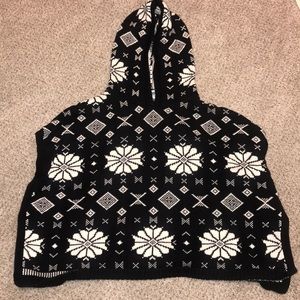 black and white patterned sweater